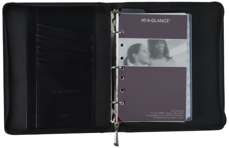 AT-A-GLANCE "AT-A-GLANCE Day Runner Windsor QuickView Slim Profile Starter Set, Undated, 3 Rings, Size 4, 5-1/2 x 8-1/2"", Black or Brown, Color Will Vary (101-0286) " - Image 2